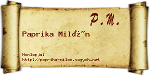 Paprika Milán névjegykártya